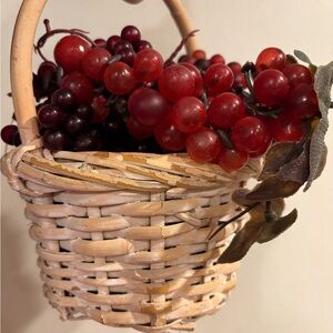 Decorative Wicker Basket with Red Grapes